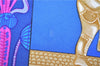 Authentic HERMES Carre 90 Scarf "TORANA" Silk Blue Beige K4930