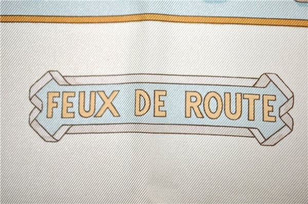 Authentic HERMES Carre 90 Scarf "FEUX DE ROUTE" Silk Yellow K4937