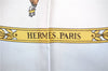 Auth HERMES Carre 90 Scarf "LA PROMENADE DE LONGCHAMPS" Silk Light Blue K4942