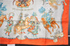 Authentic HERMES Carre 90 Scarf "LES FETES DU ROI SOLEIL" Silk Orange K4946