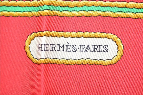 Authentic HERMES Carre 90 Scarf "Hommage a Charles Garnier" Silk Red K4950