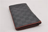 Auth Louis Vuitton Damier Graphite Portefeuille Brazza Wallet Bordeaux K4952