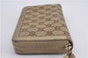 Authentic GUCCI Round Zip Long Wallet Purse GG Canvas Leather 323397 Brown K4965