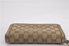 Authentic GUCCI Round Zip Long Wallet Purse GG Canvas Leather 323397 Brown K4965