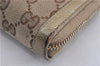 Authentic GUCCI Round Zip Long Wallet Purse GG Canvas Leather 323397 Brown K4965