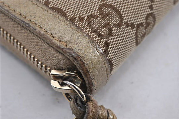 Authentic GUCCI Round Zip Long Wallet Purse GG Canvas Leather 323397 Brown K4965