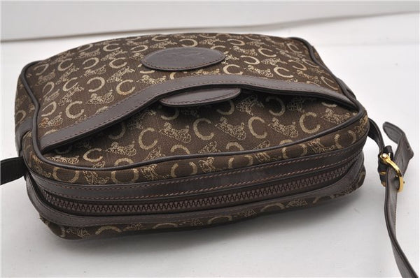 Authentic CELINE C Horse Carriage Shoulder Cross Bag Canvas Leather Brown K4969