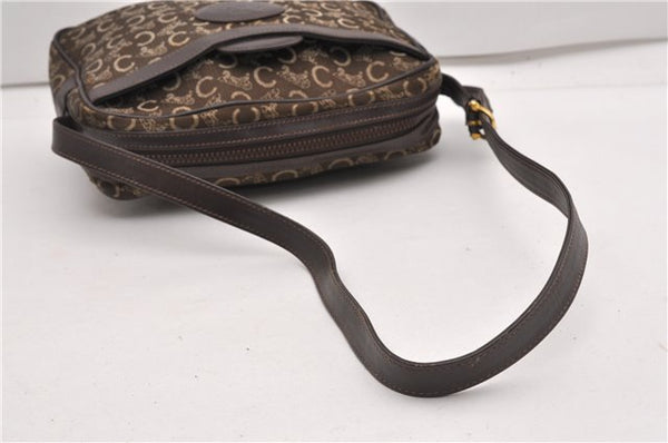 Authentic CELINE C Horse Carriage Shoulder Cross Bag Canvas Leather Brown K4969