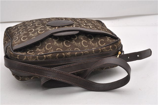 Authentic CELINE C Horse Carriage Shoulder Cross Bag Canvas Leather Brown K4969