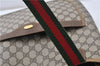 Authentic GUCCI Web Sherry Line Shoulder Tote Bag GG PVC Leather Brown K4971