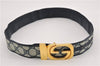 Authentic GUCCI Vintage Belt GG PVC Leather 26.4-28.7" Navy Blue K4972