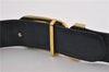 Authentic GUCCI Vintage Belt GG PVC Leather 26.4-28.7" Navy Blue K4972