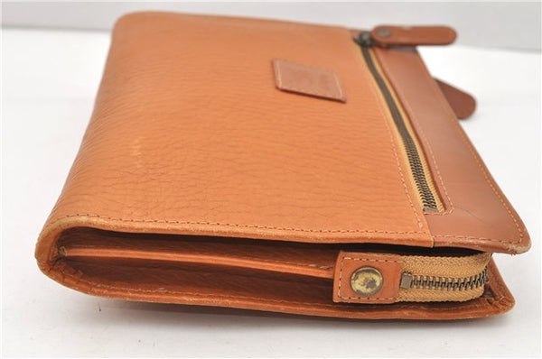 Authentic Burberrys Vintage Leather Clutch Hand Bag Purse Brown K4976