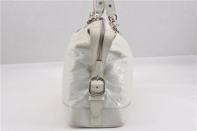 Authentic CELINE Vintage Shoulder Tote Bag Enamel White K4984