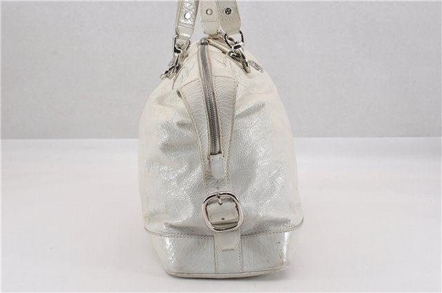 Authentic CELINE Vintage Shoulder Tote Bag Enamel White K4984
