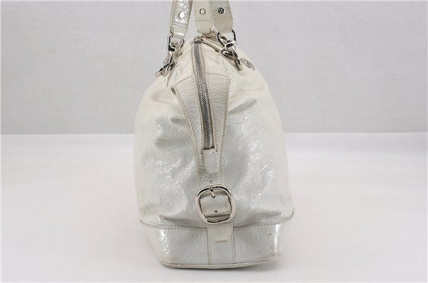 Authentic CELINE Vintage Shoulder Tote Bag Enamel White K4984