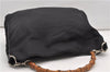 Authentic GUCCI Vintage Bamboo Shoulder Hand Bag Nylon Enamel Black K4990