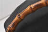 Authentic GUCCI Vintage Bamboo Shoulder Hand Bag Nylon Enamel Black K4990