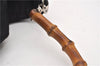 Authentic GUCCI Vintage Bamboo Shoulder Hand Bag Nylon Enamel Black K4990