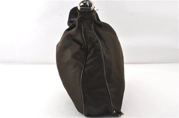 Authentic GUCCI Vintage Bamboo 2Way Shoulder Tote Bag Nylon Leather Brown K4995