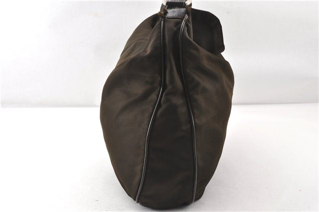 Authentic GUCCI Vintage Bamboo 2Way Shoulder Tote Bag Nylon Leather Brown K4995