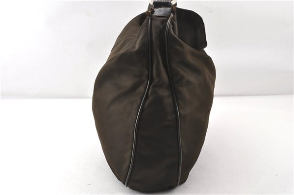 Authentic GUCCI Vintage Bamboo 2Way Shoulder Tote Bag Nylon Leather Brown K4995