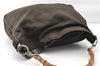 Authentic GUCCI Vintage Bamboo 2Way Shoulder Tote Bag Nylon Leather Brown K4995