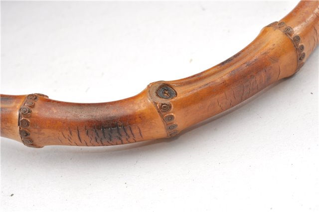 Authentic GUCCI Vintage Bamboo 2Way Shoulder Tote Bag Nylon Leather Brown K4995