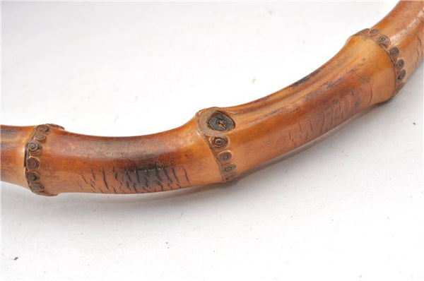 Authentic GUCCI Vintage Bamboo 2Way Shoulder Tote Bag Nylon Leather Brown K4995