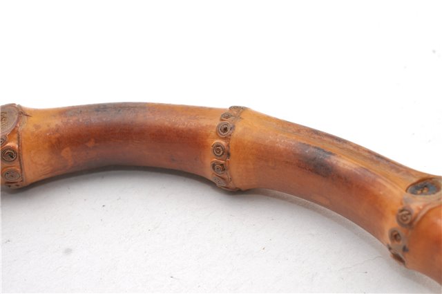 Authentic GUCCI Vintage Bamboo 2Way Shoulder Tote Bag Nylon Leather Brown K4995