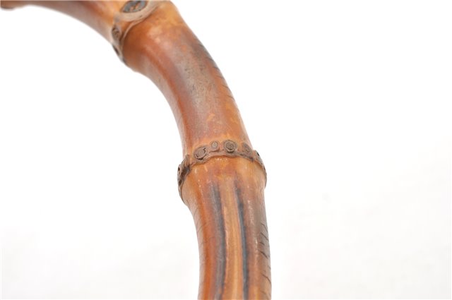 Authentic GUCCI Vintage Bamboo 2Way Shoulder Tote Bag Nylon Leather Brown K4995