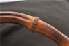 Authentic GUCCI Vintage Bamboo 2Way Shoulder Tote Bag Nylon Leather Brown K4995