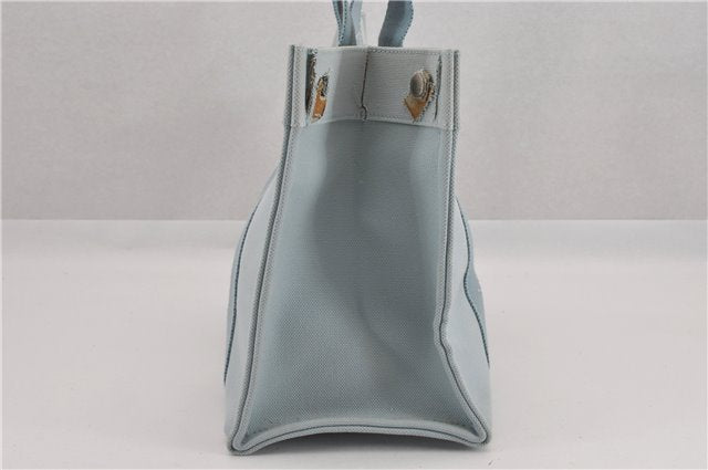 Authentic HERMES Bora Bora PM Shoulder Tote Bag Canvas Light Blue K4998