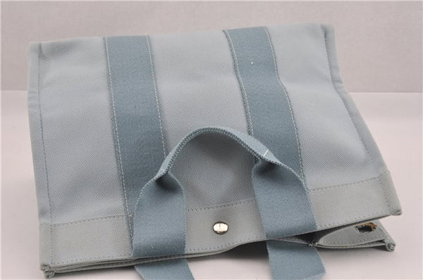 Authentic HERMES Bora Bora PM Shoulder Tote Bag Canvas Light Blue K4998