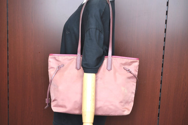 Authentic PRADA Nylon Tessuto Leather Shoulder Tote Hand Bag Pink K5017
