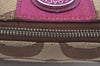 Authentic COACH Signature 2Way Shoulder Bag Canvas Enamel F19218 Brown K5022