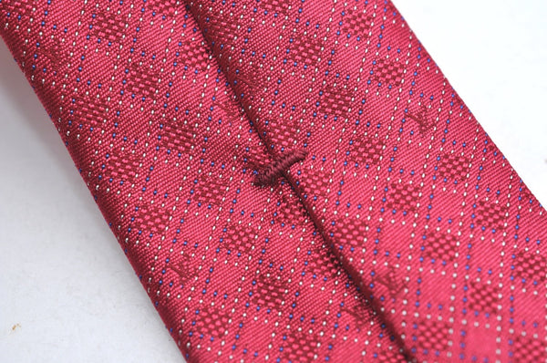 Authentic Louis Vuitton Necktie Tie Silk Check Motif Red Box LV K5026