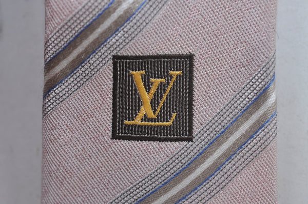 Authentic Louis Vuitton Necktie Tie Silk Stripe Motif Light Pink LV K5027