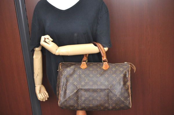 Auth Louis Vuitton Monogram Speedy 35 Hand Boston Bag M41524 LV Old Model K5045