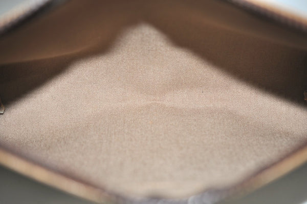 Authentic GUCCI GG Plus Clutch Hand Bag Purse GG PVC Leather Brown K5051