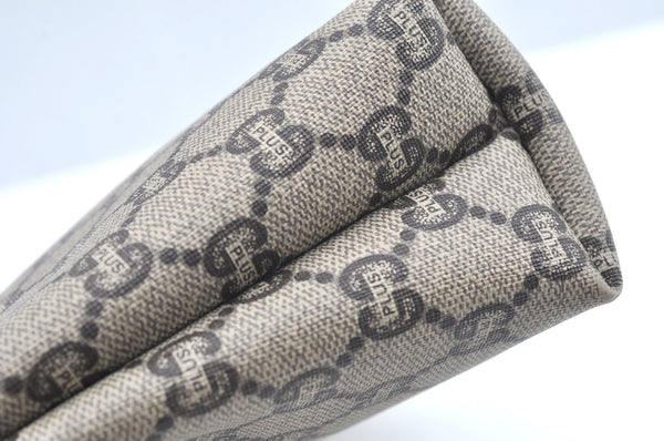 Authentic GUCCI GG Plus Clutch Hand Bag Purse PVC Leather Brown K5055