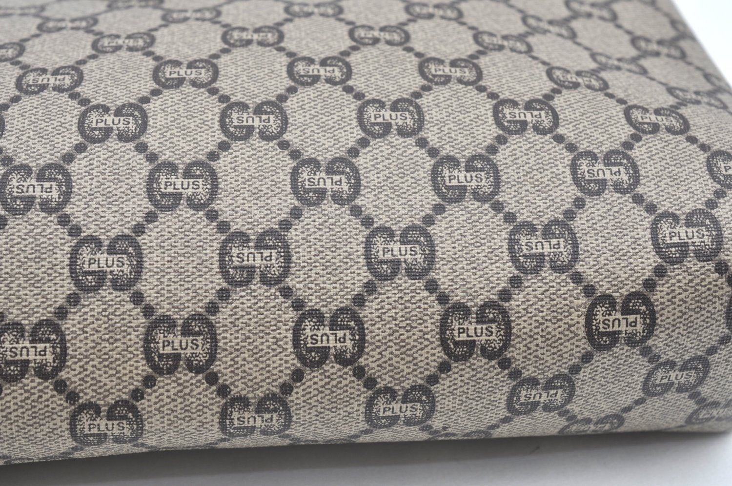 Authentic GUCCI GG Plus Clutch Hand Bag Purse PVC Leather Brown K5055