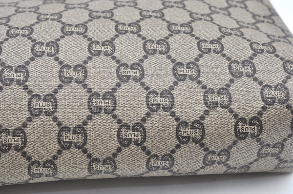 Authentic GUCCI GG Plus Clutch Hand Bag Purse PVC Leather Brown K5055