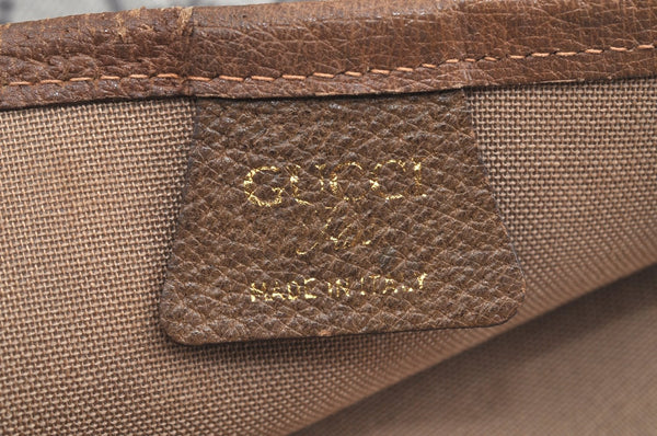 Authentic GUCCI Web Sherry Line GG Plus Tote Bag GG PVC Leather Brown K5076