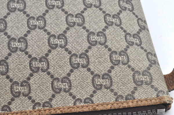 Authentic GUCCI GG Plus Clutch Hand Bag Purse PVC Leather Brown K5104