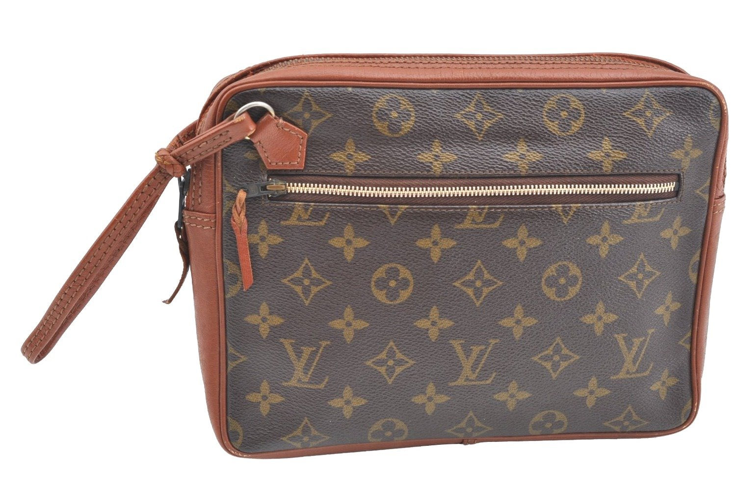 Auth Louis Vuitton Monogram Pochette Sport Clutch Hand Bag Old Model Junk K5120