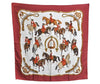 Authentic HERMES Carre 90 Scarf "REPRISE" Silk Bordeaux Red K5126