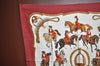 Authentic HERMES Carre 90 Scarf "REPRISE" Silk Bordeaux Red K5126