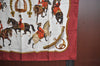 Authentic HERMES Carre 90 Scarf "REPRISE" Silk Bordeaux Red K5126