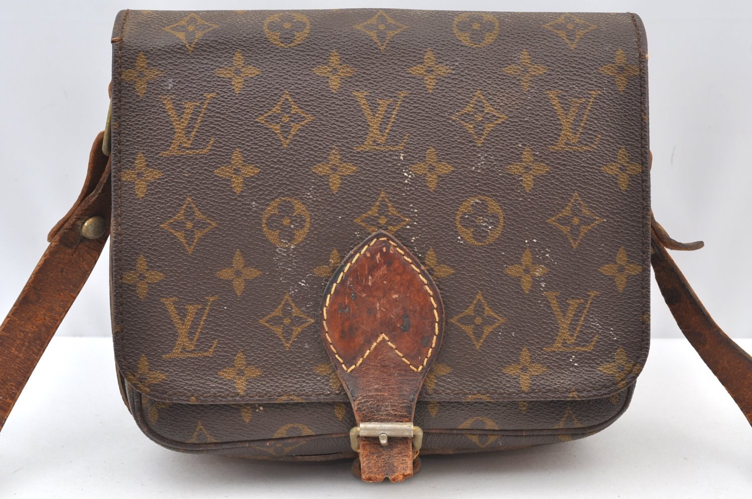 Auth Louis Vuitton Monogram Cartouchiere MM Shoulder Bag Old Model LV Junk K5128